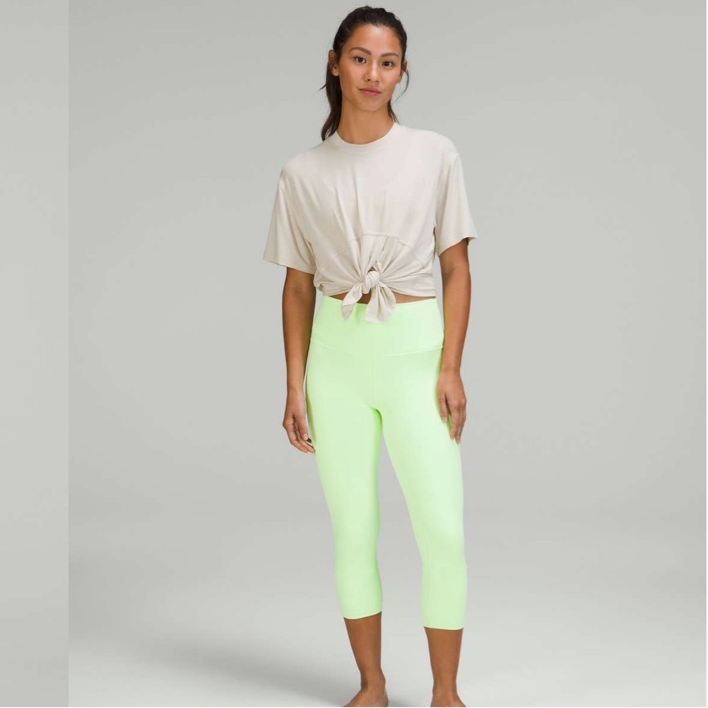 Lululemon Modal-Silk Blend Tie-Front Yoga T-Shirt, Natural Ivory, NWT